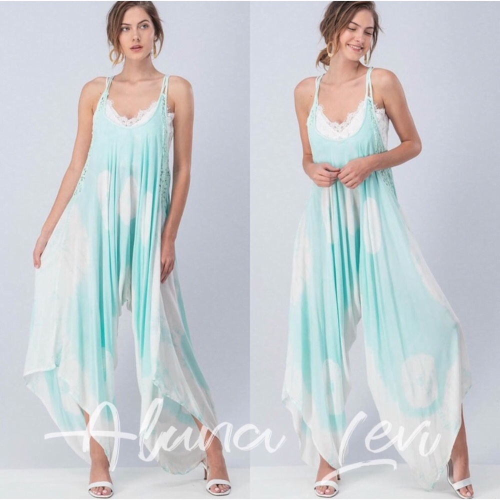 LAST ONE! Gorgeous Tie Dye and Lace Harem Jumpsuit - Picture 2 of 4